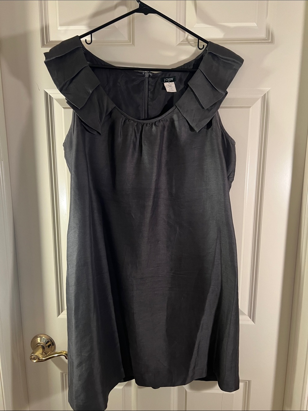 J. Crew Black Sleeveless Mini Dress with Ruffle Collar